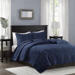 Madison Park Harper Faux Velvet Reversible 3 Piece Coverlet Set King/Cal King